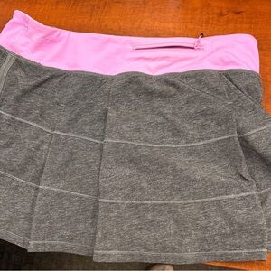 Lululemon Pacesetter Skirt  Pink and Gray w‎ attached shorts- Size 10